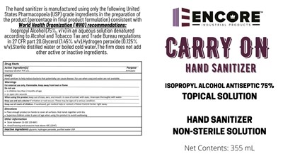 Carry On Hand Sanitizer FDA label.jpg indications usage - Carry On Hand Sanitizer FDA label